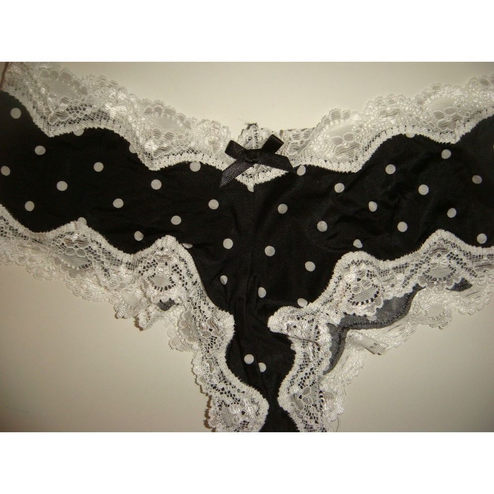 Victoria's Secret XS cheeky panty GIFT box Black White Animal Print Polka Dot - Picture 3 of 4